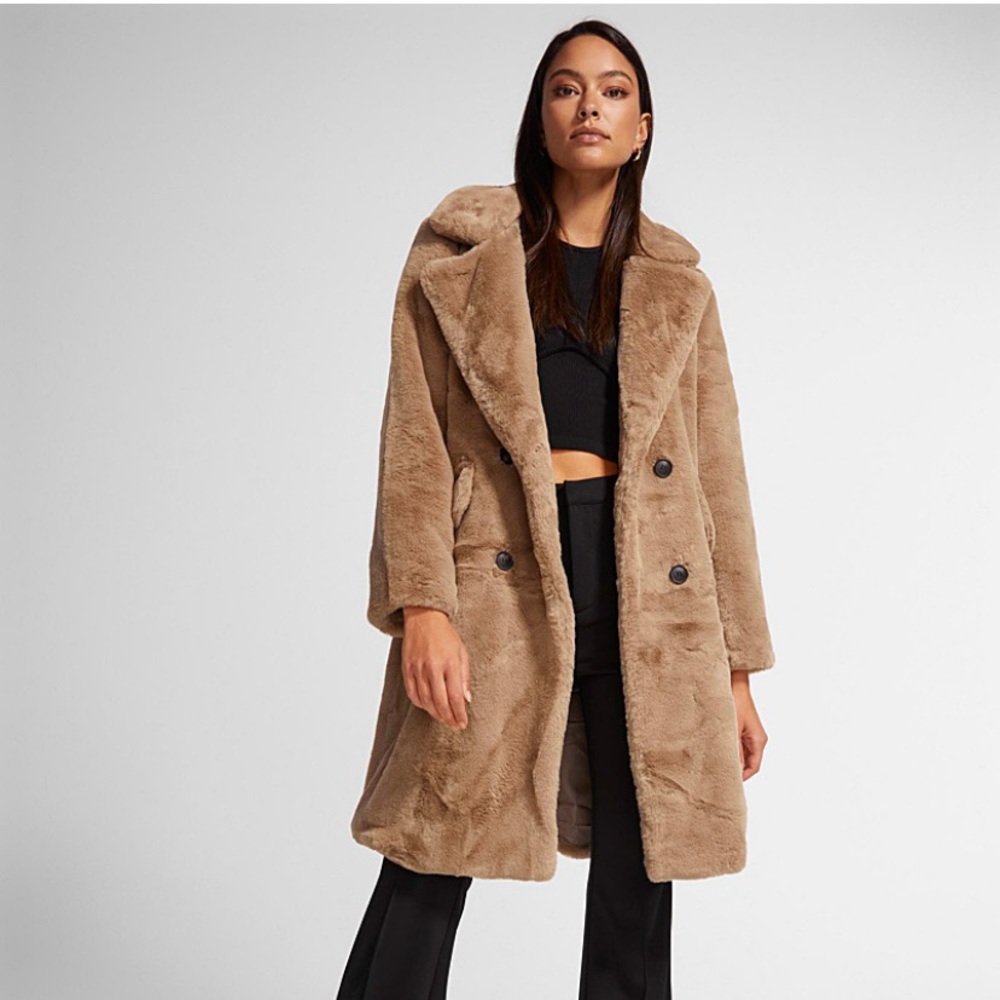 Vera Moda Faux Fur Oversized Teddy Coat